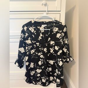 Maurices Black and White Floral Blouse